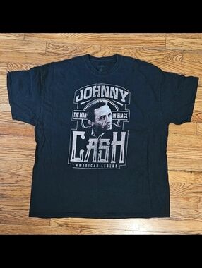 Graphic Johnny Cash Cotton T-Shirt Unisex 2X -  Black
